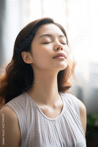 A person practicing deep breathing exercises to reduce anxiety.
