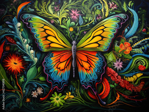 Vibrant Beauty  Multi-Colored Butterfly Illustration. Generative AI