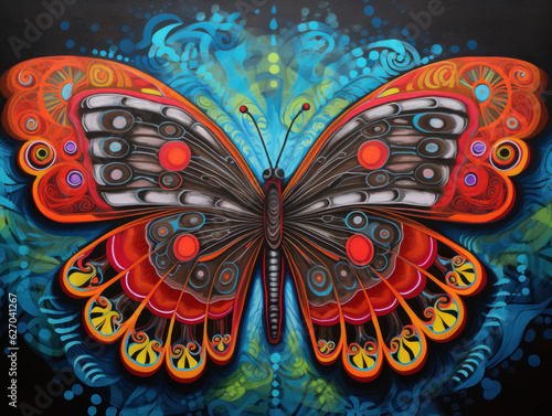 Vibrant Beauty: Multi-Colored Butterfly Illustration. Generative AI © Anthony Paz