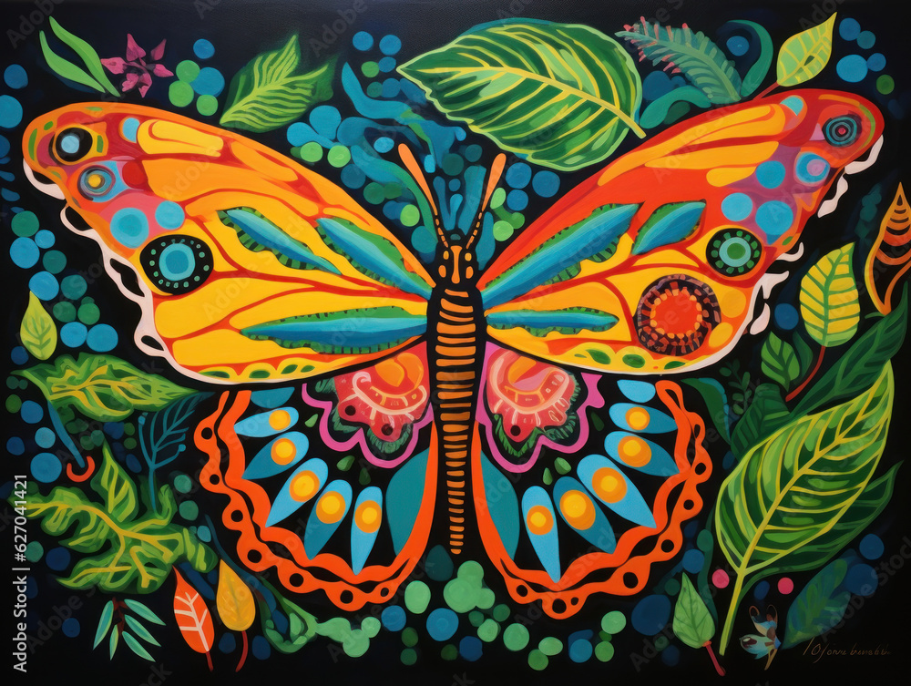 Vibrant Beauty: Multi-Colored Butterfly Illustration. Generative AI