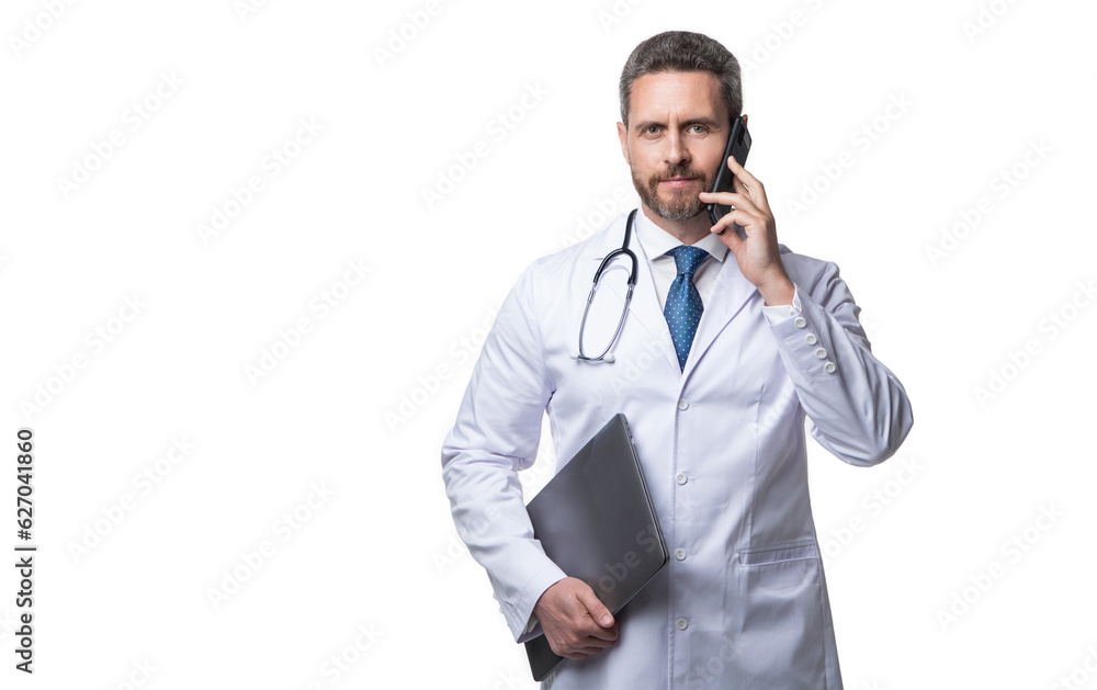 physician online on background with copy space. photo of physician online with phone. physician online on background with copy space. photo of physician online with phone.