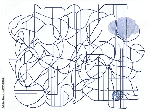 Abstract virtual mesh blueprint drawing. AI generated illustration