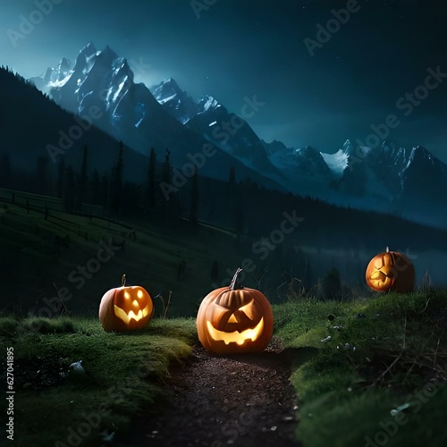 Halloween holiday, a pumpkin on a neutral background created by artificial intelligence on a neutral background created and generated by AI