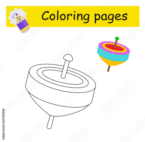 Coloring pages. Cartoon whirligig vector. Illustration for children education.