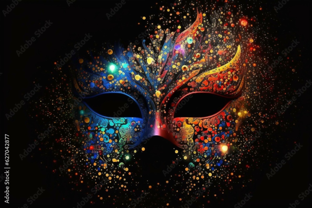 Sparkling, vibrant mask for festivities. Generative AI