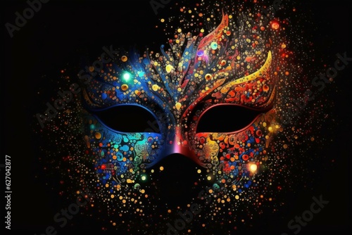 Sparkling, vibrant mask for festivities. Generative AI © Rowen