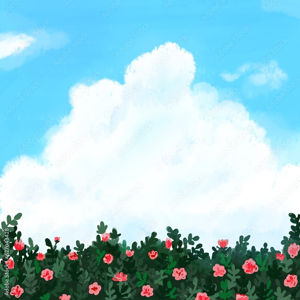 Fototapeta premium Beautiful flowers with blue sky