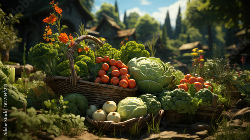 Farm Fresh Delights: 3D Plantation of Vegetables and Greens. Generative AI