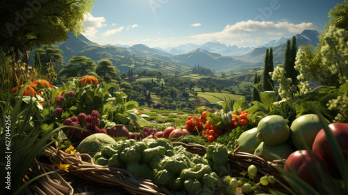Farm Fresh Delights: 3D Plantation of Vegetables and Greens. Generative AI