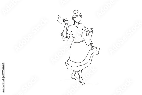A woman dancing the cueca. Fiestas patrias chile