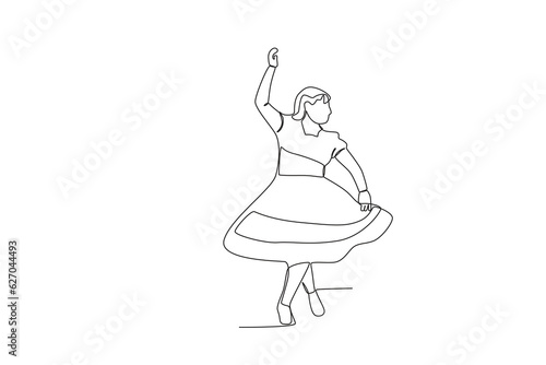 A dancing woman raised her hand. Fiestas patrias chile