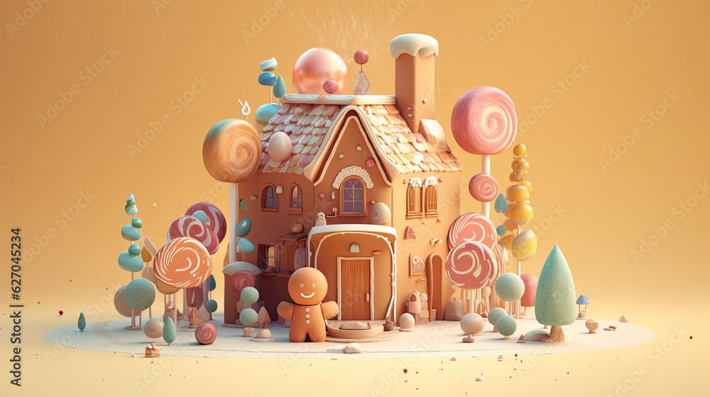 Christmas background with amazing fairy gingerbread house. Christmas card with gingerbread cookies with chocolate, sweets, lollipops and candy canes. Greeting card. AI generative. Christmas background with amazing fairy gingerbread house. Christmas card with gingerbread cookies with chocolate, sweets, lollipops and candy canes. Greeting card. AI generative.