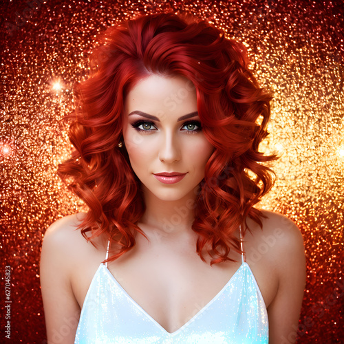 Fotografie Woman with curly haircut frontal view