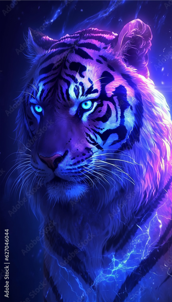 tiger portrait, wallpaper with fantastic background, generative ai tiger portrait, wallpaper with fantastic background, generative ai