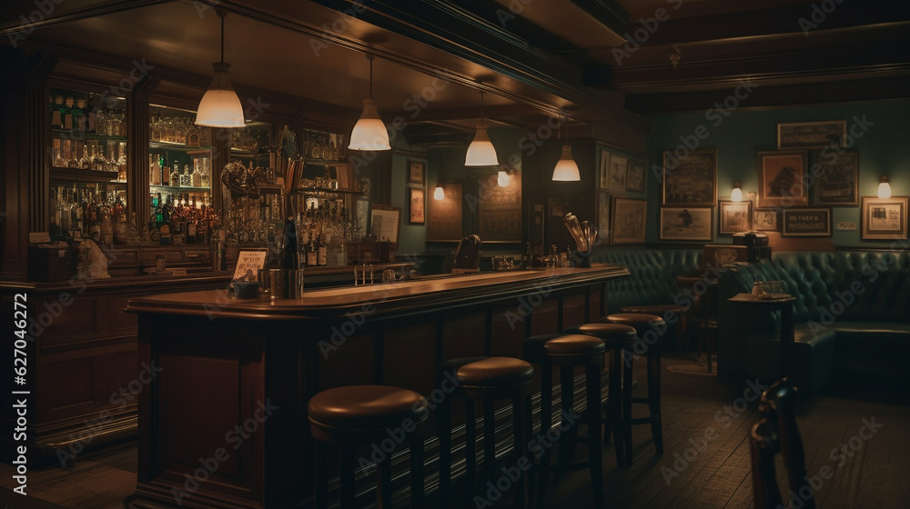 Concept of a British, cozy pub, AI Generated