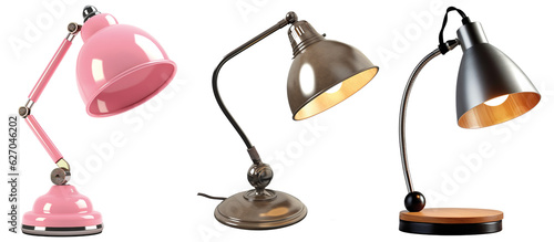 Different stylish table lamps isolated on transparent background