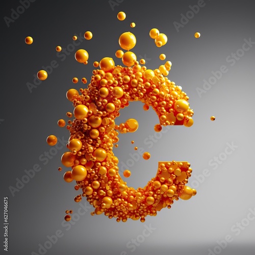 Letter C formed by yellow b...