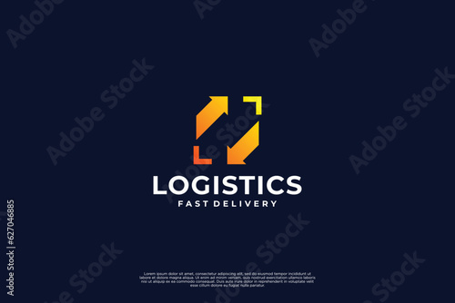 Modern delivery service logo design. Logistic logo innovation.