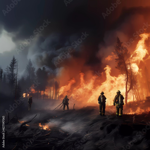 Forest fires  fire fighters battling  Mother Nature  global warming