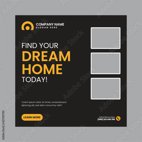 Real Estate Social Media Post Template, property, investment, home, dream, opportunity, market, listings, buyers, sellers, agents, mortgage
