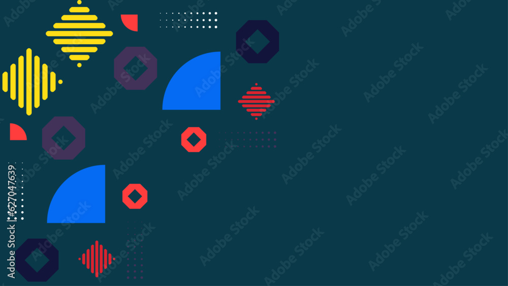 Fototapeta premium Abstract seamless pattern 80s 90s with geometric shapes in the Memphis style. Vector retro hipster print