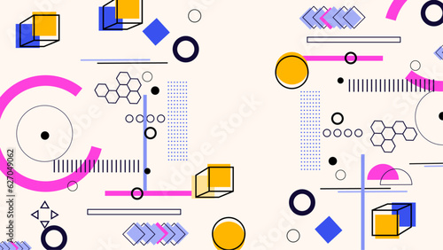 Memphis design, retro elements for web, vintage, advertisement, commercial banner, poster, leaflet, billboard, sale. Collection trendy halftone vector geometric shapes.