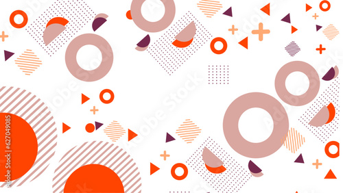 Memphis geometric background with abstract element shapes. Graphic minimal texture for holiday poster, card, social media. Abstract pattern with circle, halftone dots. Geometry banner. vector