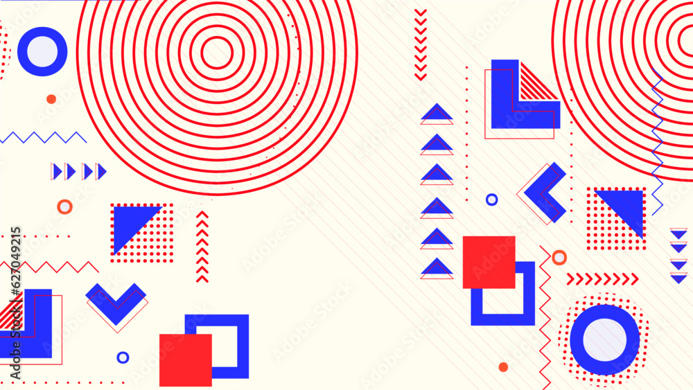 Obraz premium Memphis seamless pattern. Abstract geometric shape printing. Repeated graphic element printed. Geometrical texture. Geometry background. Repeating pattern. Modern geo design for print. Vector