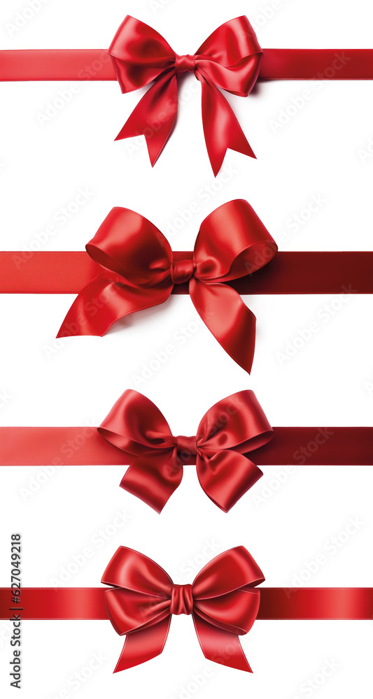 collection of Shiny red ribbon with bow isolated on transparent background collection of Shiny red ribbon with bow isolated on transparent background