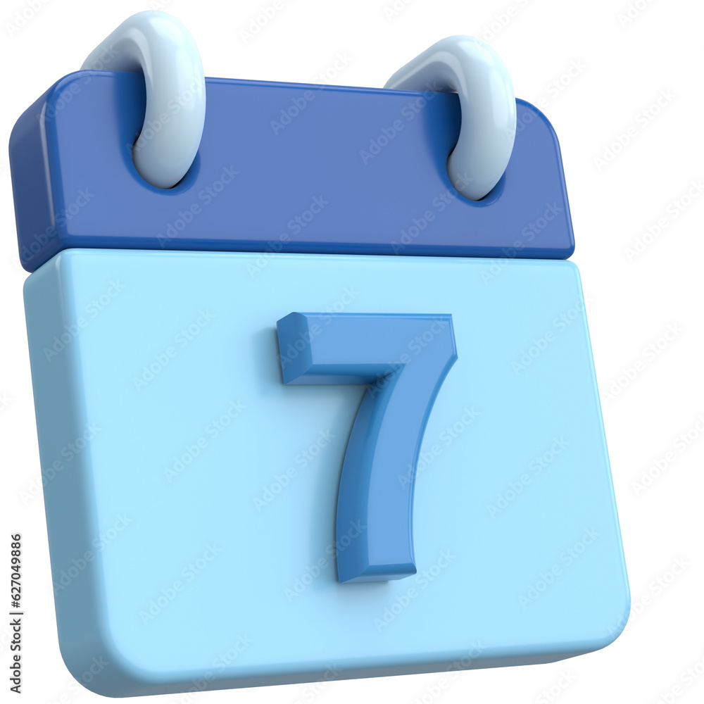 7th. Seventh day of month. Calendar. 3D illustration. 7th. Seventh day of month. Calendar. 3D illustration.