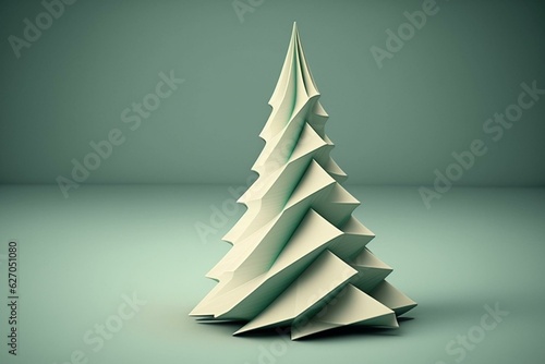 Simplistic 3D Christmas tree. Generative AI
