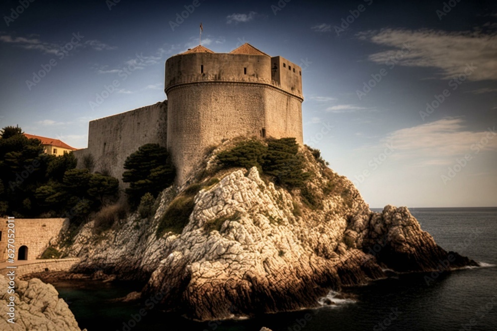 Fortress in Dubrovnik, Croatia. Generative AI