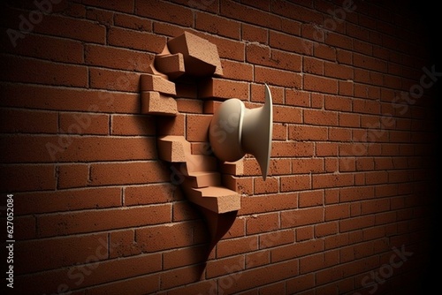 The image depicts an ear with a brick wall symbolizing carelessness and freedom. Generative AI