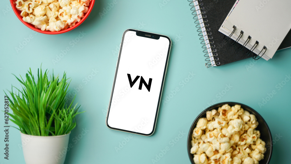 VN Video Editor app on the mobile phone screen Kolkata, India August 03 2023 Stock Photo