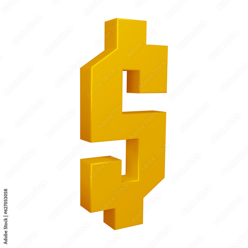 3D golden dollar symbol or icon design