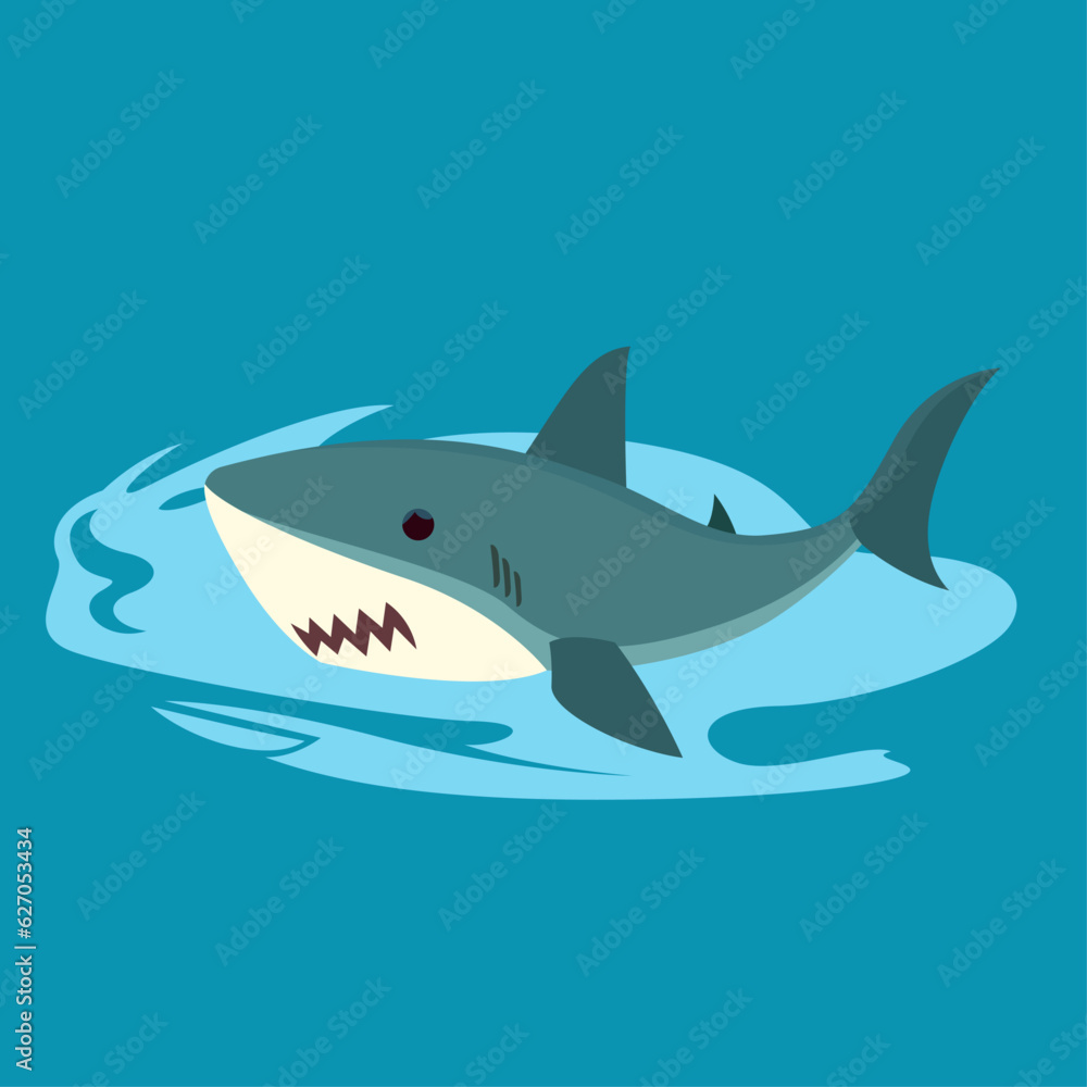 Shark in water in flat style vector illustration, Cute simple style sharp symbol , icon logo , clip art , shark in sea , water splash vector image Shark in water in flat style vector illustration, Cute simple style sharp symbol , icon logo , clip art , shark in sea , water splash vector image