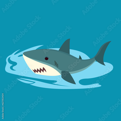 Shark in water in flat style vector illustration  Cute simple style sharp symbol   icon logo   clip art   shark in sea   water splash vector image
