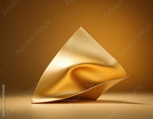 Wallpaper Mural Gold metal sheet forming an abstract sculpture. Golden standard minimal conceptual background. AI generated image Torontodigital.ca