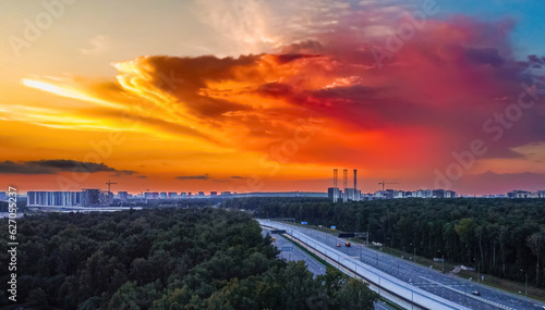 Sunset over the city