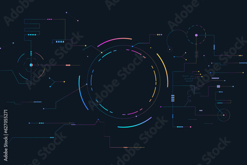 Abstract Hi-tech Style. Modern Design Futuristic Digital Network. Technology Connection Data for Social Media Posts, Mobile Apps, Cards, Invitations, Banners. Vector Illustration. 