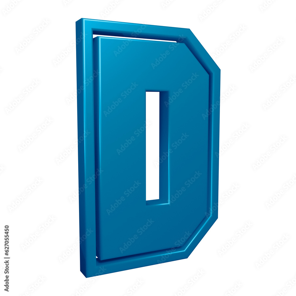 3D blue alphabet letter d for education and text concept 3D blue alphabet letter d for education and text concept