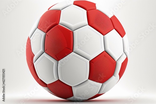 Red and white football on white background. Generative AI