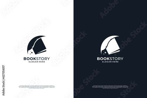 Fountain pen writing logo design. Nib pen and signature logotype.