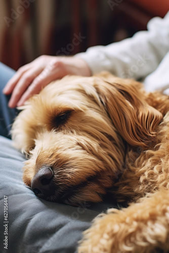 person seeking comfort with pets