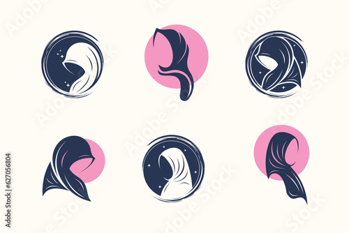 Beauty hijab logo design vector collection with unique element idea