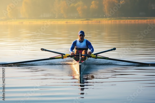 Rowing Showdown at the Paris 2024 Olympics in Seine-et-Marne. Photo generative AI