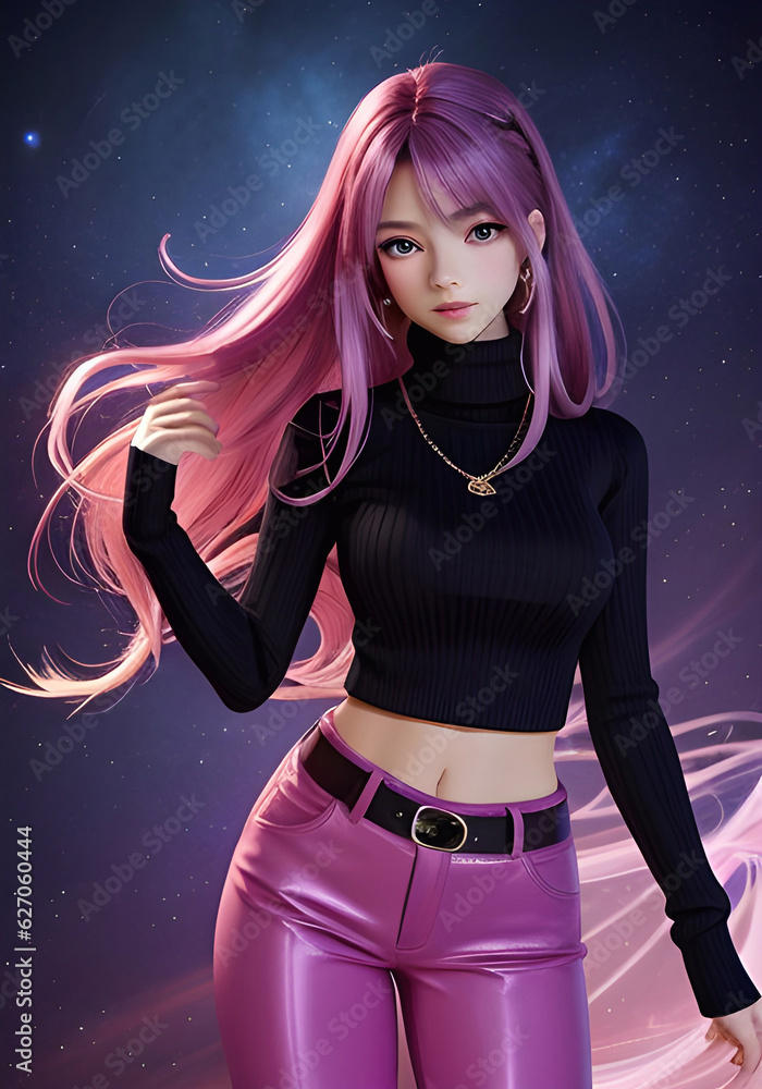 Beautiful Cute Pretty Young Girl. 3d illustration Beautiful Cute Pretty Young Girl. 3d illustration