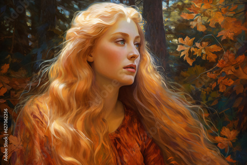 A painting of a woman with long blonde hair Generative Ai