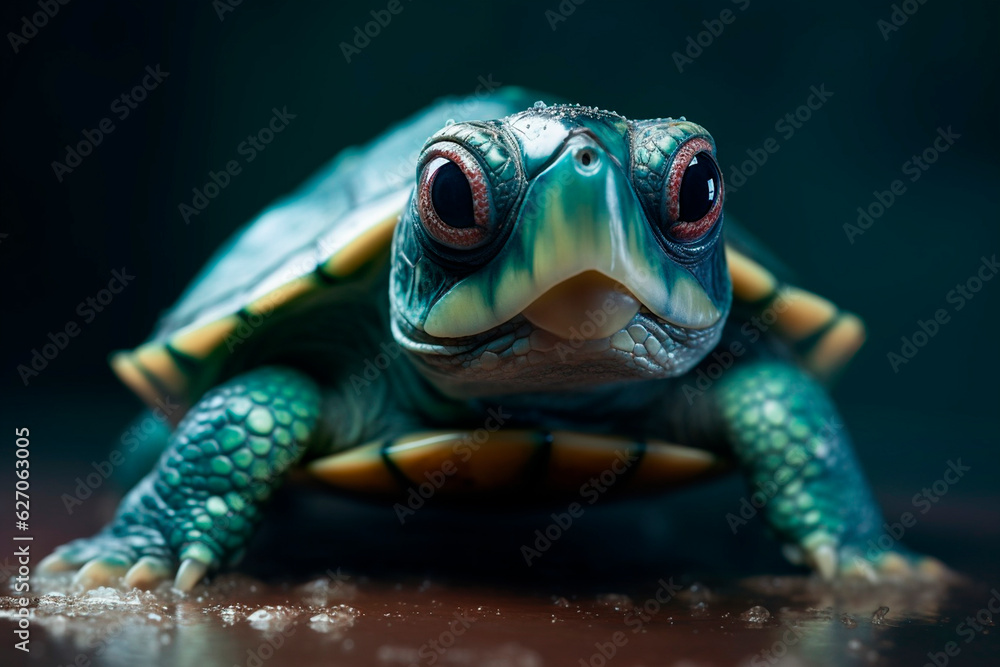 Turtle with glasses. Generative AI illustrator