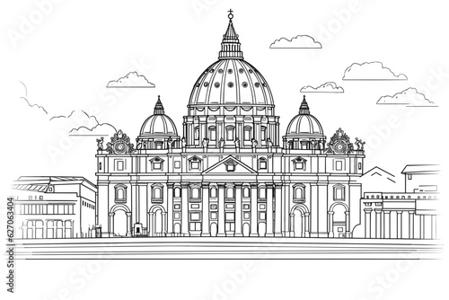 Doodle inspired Vatican City, cartoon sticker, sketch, vector, Illustration